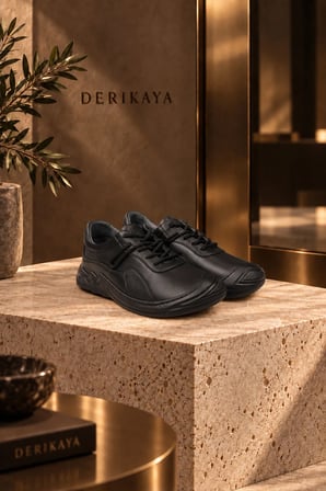 Urban Erkek Siyah Delikli Yan Panel Detaylı Bağcıklı Sneaker