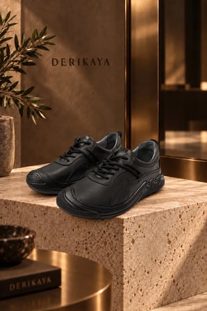 Urban Erkek Siyah Delikli Yan Panel Detaylı Bağcıklı Sneaker