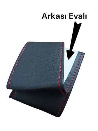 Direksiyon Kılıfı Deri Dikme Evalı Model Siyah Kırmızı 38-40 cm
