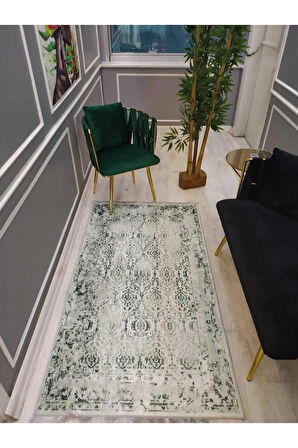 Eskitme Klasik Desenli Kaymaz Tabanlı Yıkanabilir Leke Tutmaz Dokuma Taban Halı Drk8066-9