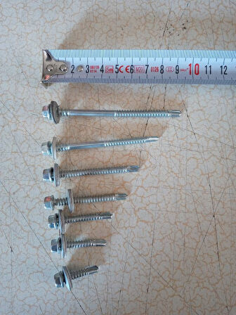 5,5x75 TRAPEZ ÇATI VİDASI-(50 ADET)-(8 MM SOMUN-6 GEN BAŞLI)