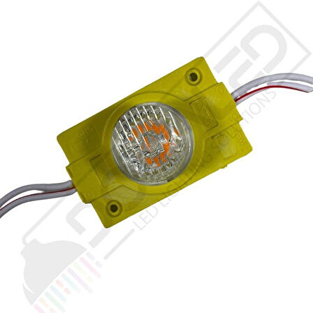 12 Volt Amber (Sarı) 1,5 Watt Tekli Lensli 3030 Reklamcı Modül (10 Adet)