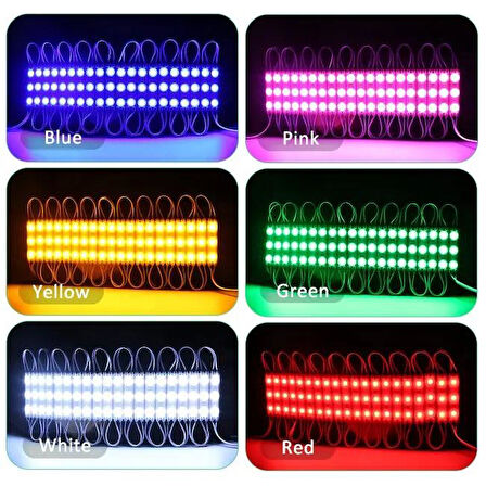 12 Volt Amber (Sarı) 1,5 Watt 3 lü Lensli 2835 Reklamcı Modül (10 Adet)