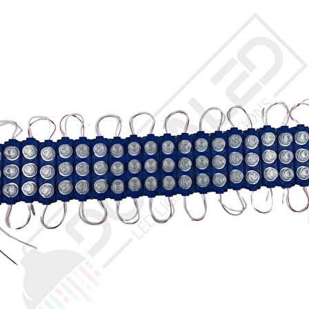 12 Volt Mavi 3 Watt 3 lü Lensli 3030 Reklamcı Modül (10 Adet)