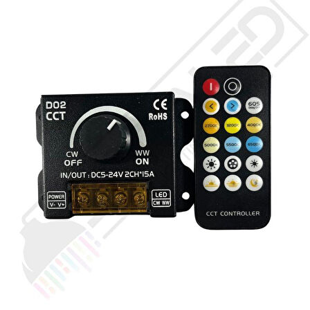 Kelvin Ayarlı 2 Kanal Led Dimmer 12-24 Volt