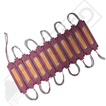 12 Volt Pembe 3 Watt 3’lü Lensli 3030 Reklamcı Modül (10 Adet)