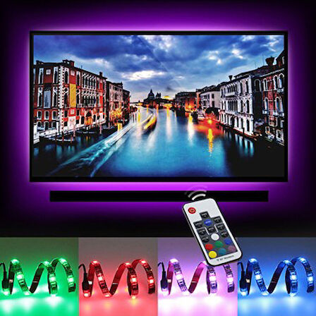 Televizyon Monitör Arkası Kumandalı Rgb Şerit Led 1 Metre 