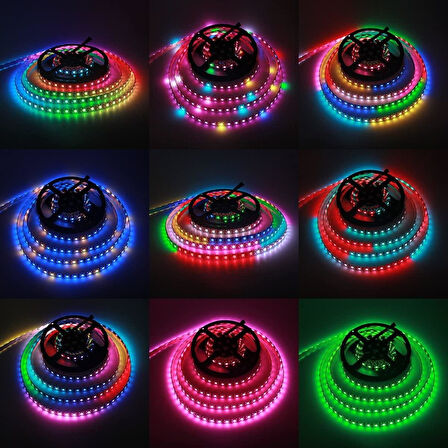 WS2812B ARGB Pixel Şerit LED 5VOLT 5m Wifi Kontrollü sp108+Adaptör (SP108E)