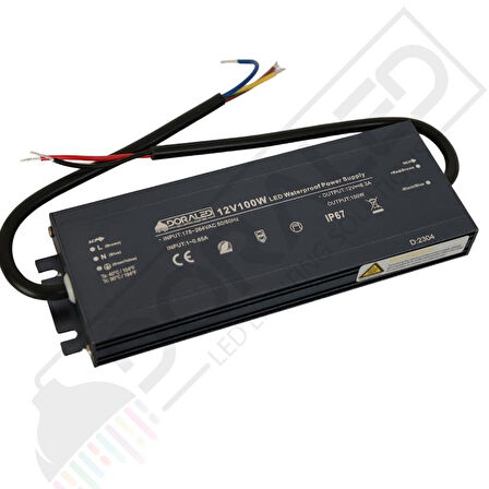 12 Volt 8,3 Amper IP67 Su Geçirmez Dış Cephe Led Adaptör 100 Watt
