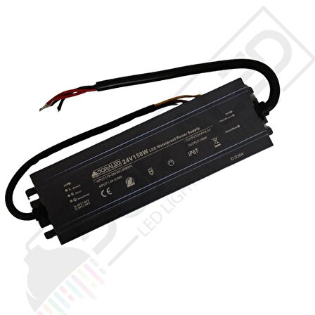 24 Volt 6,3 Amper IP67 Su Geçirmez Dış Cephe Led Adaptör 150 Watt