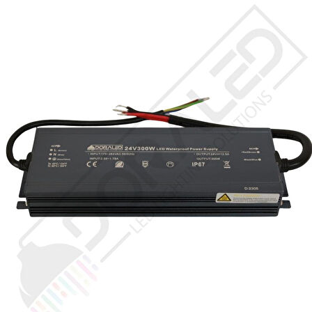 24 Volt 12,5 Amper IP67 Su Geçirmez Dış Cephe Led Adaptör 300 Watt