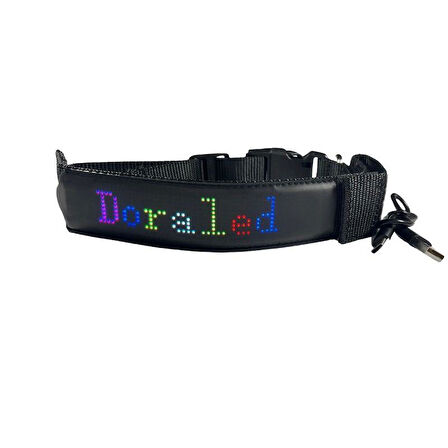 Bluetooth Lu Telefon Kontrollü Köpek Tasması Flexible Matrix Led Ekran Şarjlı (12*48 dots 150*30mm)