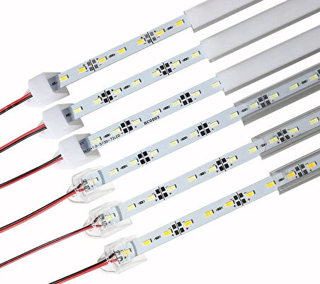 Alüminyum Kasa lı 5730 ledli Çubuk Led Bar Beyaz 6000-6500K-Şeffaf Cam
