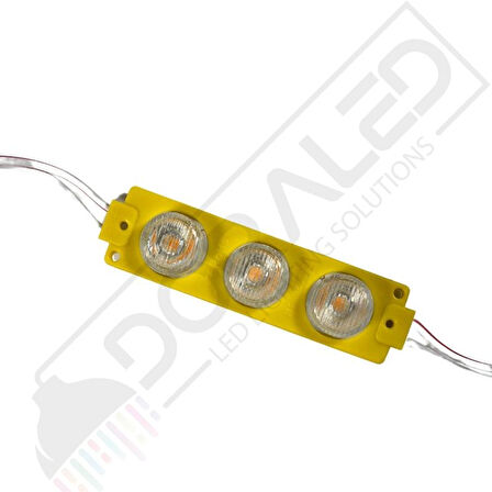 24 Volt Amber (Sarı) 3 Watt 3 lü Lensli 3030 Reklamcı Modül (10 Adet)