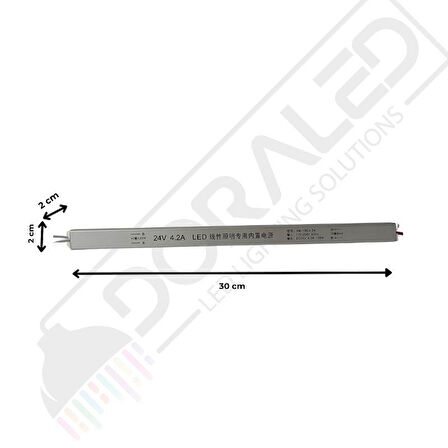 Ultra slim ince parmak led adaptör 24 volt 4,2 amper 100 watt (30x2x2cm)