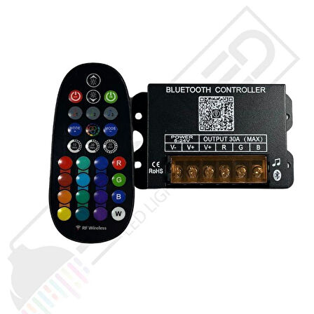 Bluetooth Kontrollü + Kumandalı  RGBW Led Kontrol Kumandası 5-24V 30A