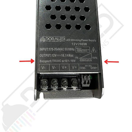 12 Volt 0-10v Dim Edilebilir Şerit Led Adaptör Akıllı ev 0-10v 16.7 Amper 200 Watt Adaptör