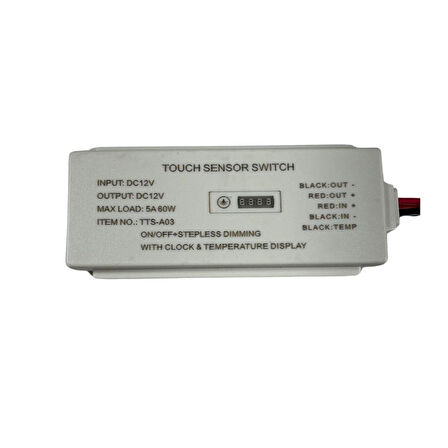 12V Dokunmatik Ayna Arkası Sensör + Saat + Termometre