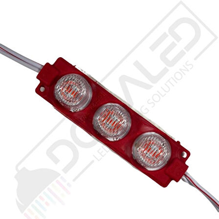 24 Volt Kırmızı 3 Watt 3 lü Lensli 3030 Reklamcı Modül (10 Adet)