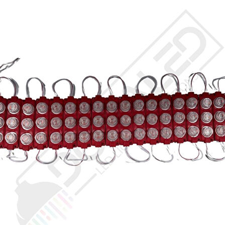 24 Volt Kırmızı 3 Watt 3 lü Lensli 3030 Reklamcı Modül (10 Adet)