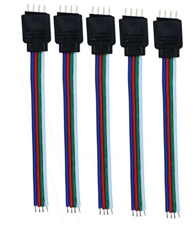 RGB Şerit Led Soketli Kablo 4 Pin Erkek İğneli (5 Adet)