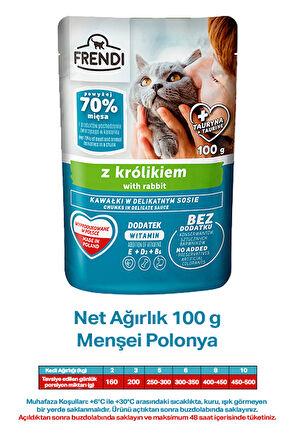 Petlovebutik Frendi Tavşanlı Lezzetli Soslu 100gr  Kedi Yaş Maması