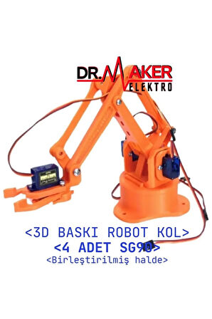 Arduino Robot Kol 3d Baskı 4 Servo Takılmış Halde MONTAJ YAPILMIŞ