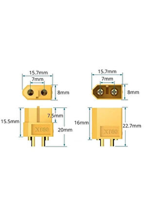 XT60 Plug 60A Li-Po Konnektör Takım 5 ADET