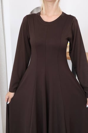 🌸 Kadın Tesettür Uzun Elbise Belden Oturtmalı 3 Pensli Cepli-125 Cm 🌸