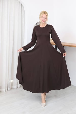 🌸 Kadın Tesettür Uzun Elbise Belden Oturtmalı 3 Çimalı-125 Cm 🌸