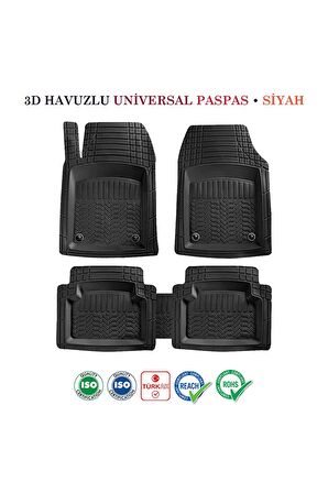 Skoda Rapid 2017-2019 Hb Uyumlu 3D Havuzlu Paspas Takımı Pro Siyah