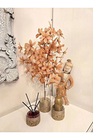 3’lü El Yapımı Cam Mum ve Oda Kokusu Seti Dekoratif Ev Aksesuarı