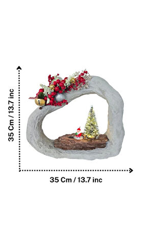 Işıklı El Yapımı Yılbaşı Masa Dekoru – Beton Formda Noel Sahnesi