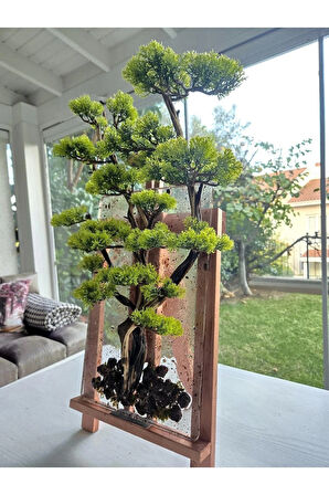 El Yapımı Duvar Bonsai – Doğal Dal ve Şoklanmış Yosun Duvar Dekoru