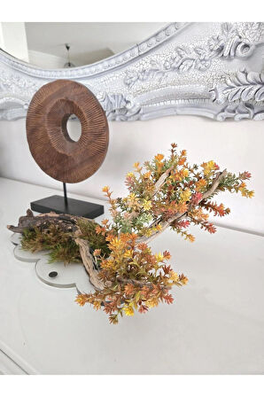 El Yapımı Doğal Ağaç Dekor – Sonbahar Renkli Yapay Çiçekli Masa Üstü Tasarım