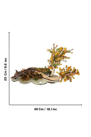El Yapımı Doğal Ağaç Dekor – Sonbahar Renkli Yapay Çiçekli Masa Üstü Tasarım
