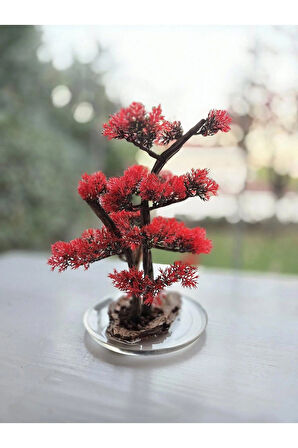 El Yapımı Epoksi Tabanlı Bonsai Ağaç Dekoru – 3 Renk Seçeneği (Yeşil, Kırmızı, Turuncu)