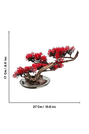 El Yapımı Eğimli Bonsai Dekor – Epoksi Tabanlı Driftwood Ağaç (Yeşil, Kırmızı, Turuncu)