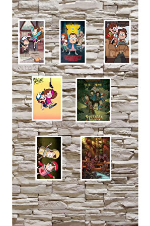 Esrarengiz Kasaba 8li Sticker Set, Stanger Things. Dipper Pines Mabel Pines, Wendy Corduroy, Stanley