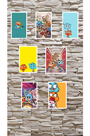 Gumball 8li Karışık Sticker Set. Gumball, Darwin, Anais, Nicole Watterson Stickers