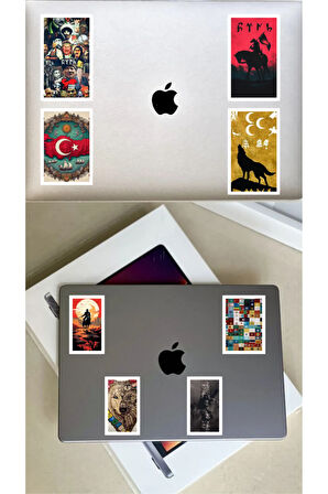 TÜRK Logo 8li Tasarım Karışık Sticker Set , Bayrak , Asker Mehmetçik, Bozkurt