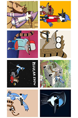 Regular Show 8li karışık sticker Mordecai, Rigbyi Benson, Kasadam, Çakbeşlik stickers