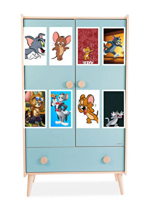 Tom ve Jerry Karışık 8li Sticker Set Tom&Jerry