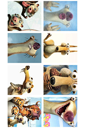 Buz Devri 8li Sticker. Sid, Manfred, Scrat Sticker Set