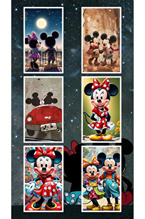 MICKEY MOUSE Sevimli Mickey ve Minnie Mouse Karakterleri 8 adet sticker set