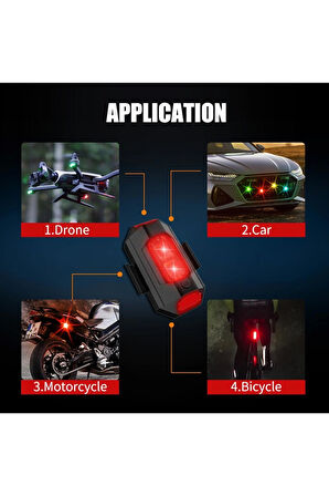 2 Adet Rgb Drone Araba Uçak Kanadı Motosiklet Şarjlı Mini Led