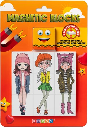 Küpss Manyetik Blok 3 Parçalı Yapboz Çift Taraflı - Şapkalı Kızlar Puzzle - 6 Şapkalı Kız Görseli