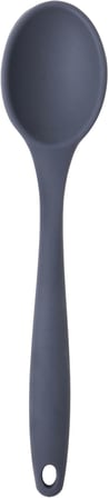 Silikon Servis Ve Yemek Hazırlama Kaşığı, Yumuşak Uç, Komple Silikon, 27 Cm, Antrasit Kaşık, Yanmaz