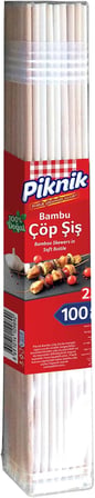 Piknik Ağaç Bambu Çöp Şiş 25 Cm–100'Lü 113-P