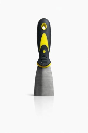 Metal Spatula, Çelik Bıçaklı Macun Kazıyıcı, Sarı-Siyah Ergonomik Saplı, 50Mm
